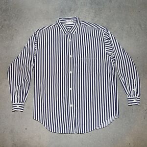 Calvin Klein Striped Button Down Shirt Classic Womens Preppy Style Shirt Medium